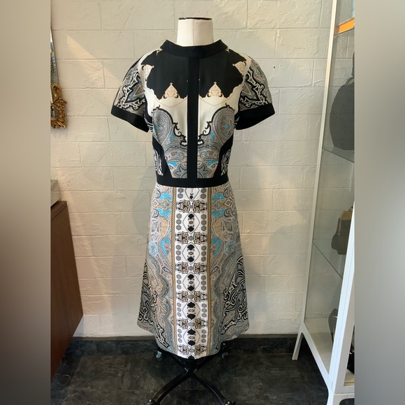 Etro Black and Blue Paisley Dress - Picture 3 of 13